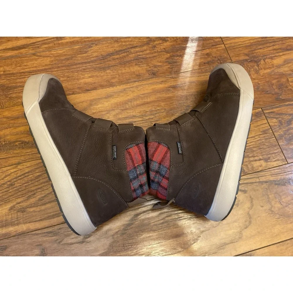 KEEN Elle Warm Waterproof Winter Boots Womens Size 10 New Plaid Brown Booties